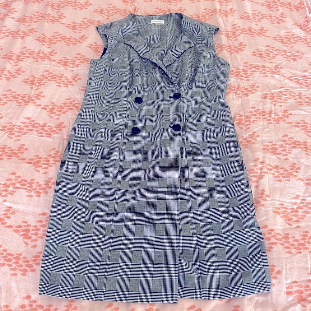 CALVIN KLEIN Plaid Trench Sleeveless Dress